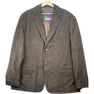 Vintage Pitkin County Dry Goods Brown Leather Mens Blazer Size 46 Aspen USA